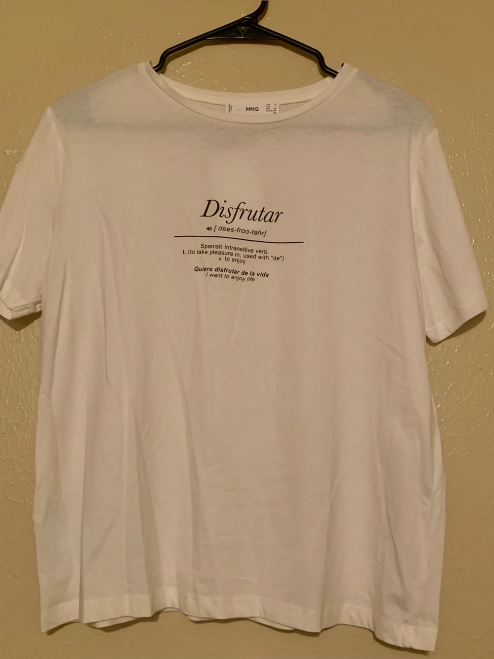NWT Mango White 'Disfrutar' Graphic Tee